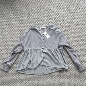 All in Favor Heather Gray Waffle Knit Cardigan